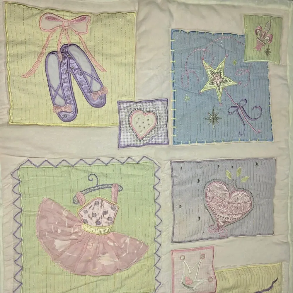 KIDSLINE VINTAGE PASTEL BALLERINA NURSERY QUILT 42X33 PRINCESS BALLET PATCHWORK